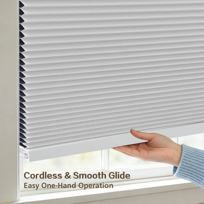 Cordless Blackout Cellular Shades, No Drill Honeycomb Blinds for Windows, Thermal Insulated Window Treatments for Media Room, Bedroom, Office, Kitchen, Tool-Free Install, Off White