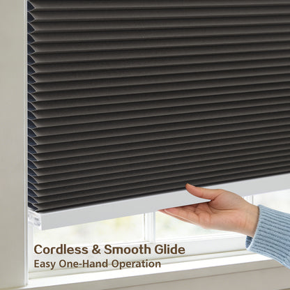 Cordless Blackout Cellular Shades, No Drill Honeycomb Blinds for Windows, Thermal Insulated Window Treatments for Media Room, Bedroom, Office, Kitchen, Tool-Free Install, Dark Grey