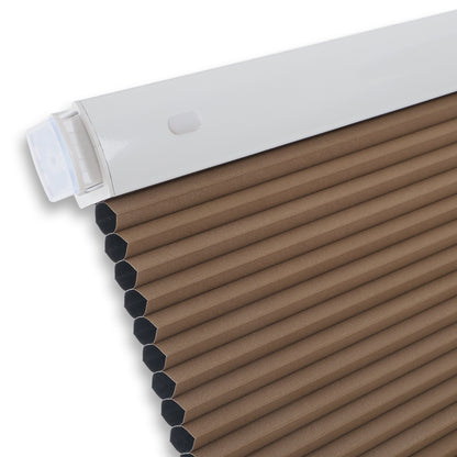 Cordless Blackout Cellular Shades, No Drill Honeycomb Blinds for Windows, Thermal Insulated Window Treatments for Media Room, Bedroom, Office, Kitchen, Tool-Free Install, Dark Brown