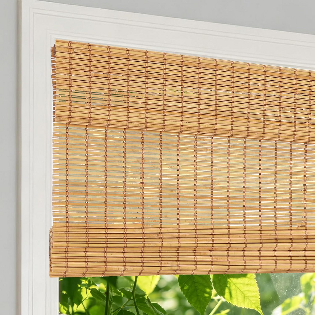 Cordless Bamboo Roman Shades, Honey Yellow 535