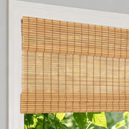 Cordless Bamboo Roman Shades, Blackout Custom Roman Window Blinds, Honey Yellow 746