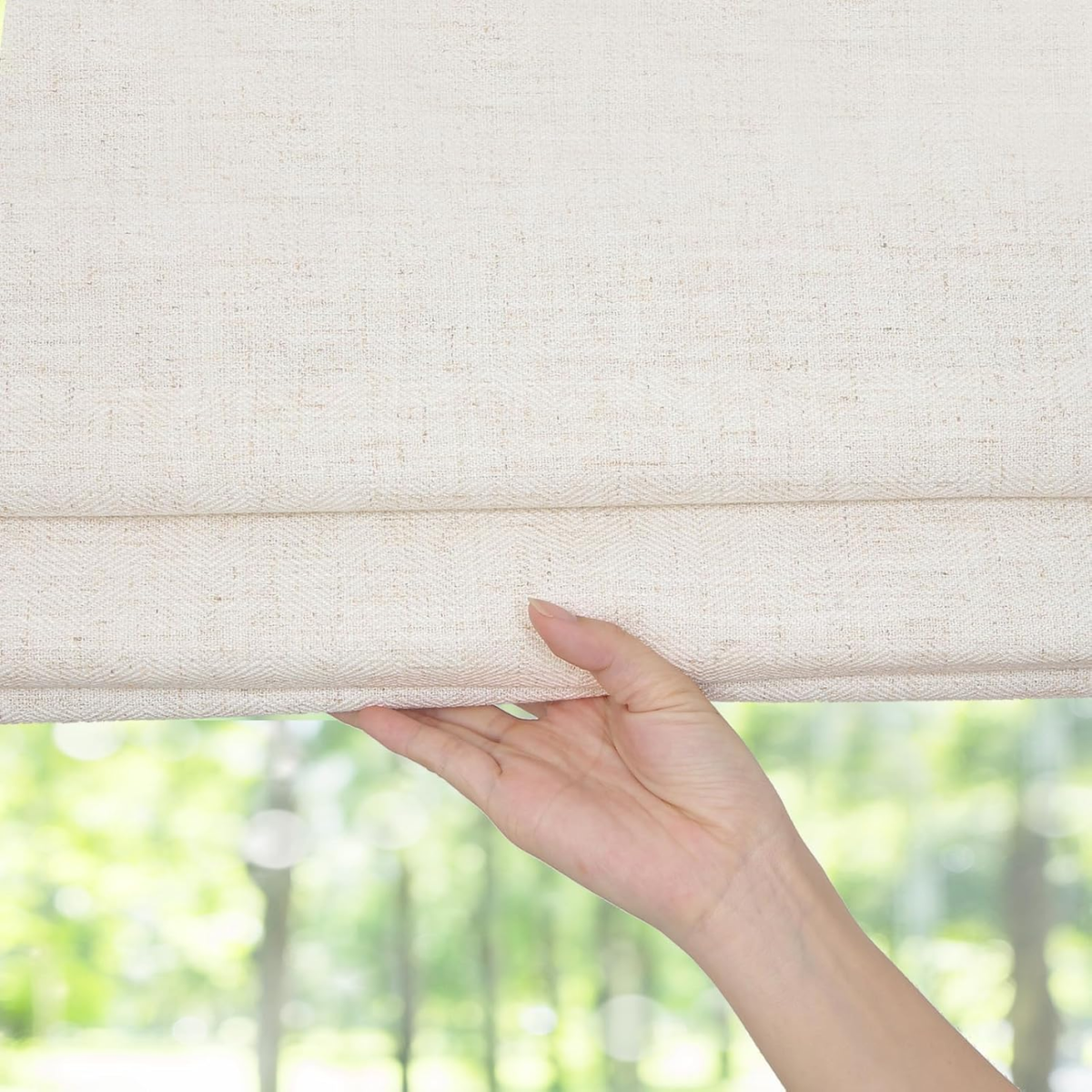 Cordless Roman Shades Linen Off White Blackout $319.99