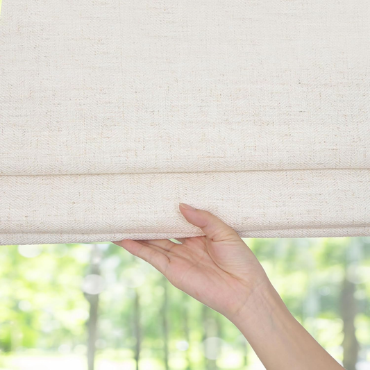 Cordless Roman Shades Linen Off White Blackout $319.99