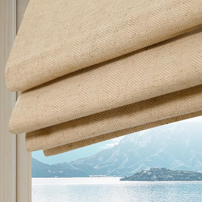 Custom Cordless Linen Roman Shades, Beige $706.16