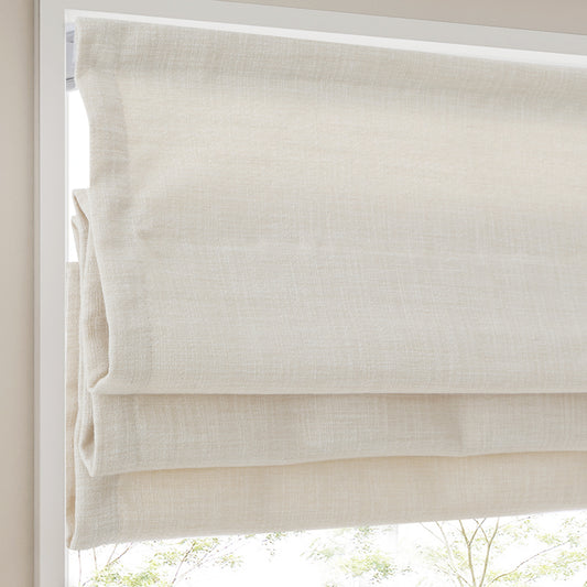 No Drill Cordless Roman Shades, Natural Linen Tension Rod Window Blinds