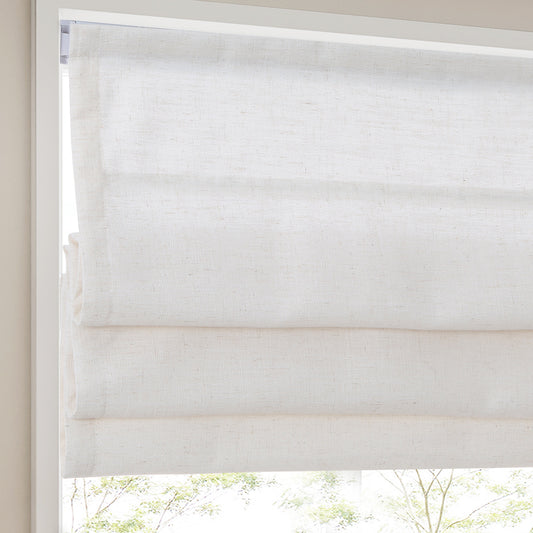 No Drill Cordless Roman Shades, Stone Beige Tension Rod Window Blinds