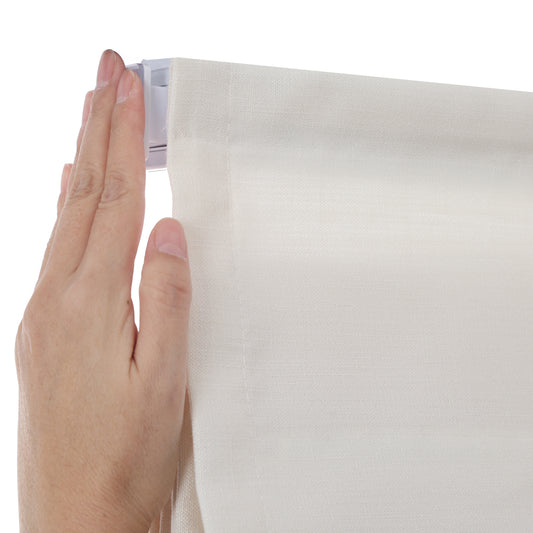 No Drill Cordless Roman Shades, Linen Blackout No Tools Roman Blinds for Indoor Windows, Custom Fabric Window Curtains for Living Room, Kitchen Windows, Bedroom, Bathroom, Soft Cream