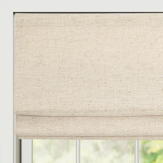 Cordless Linen Roman Shades, Beige Custom Fabric Room Darkening Roman Shades Blinds for Windows, Doors, French Doors, Kitchen Windows, Linen Beige