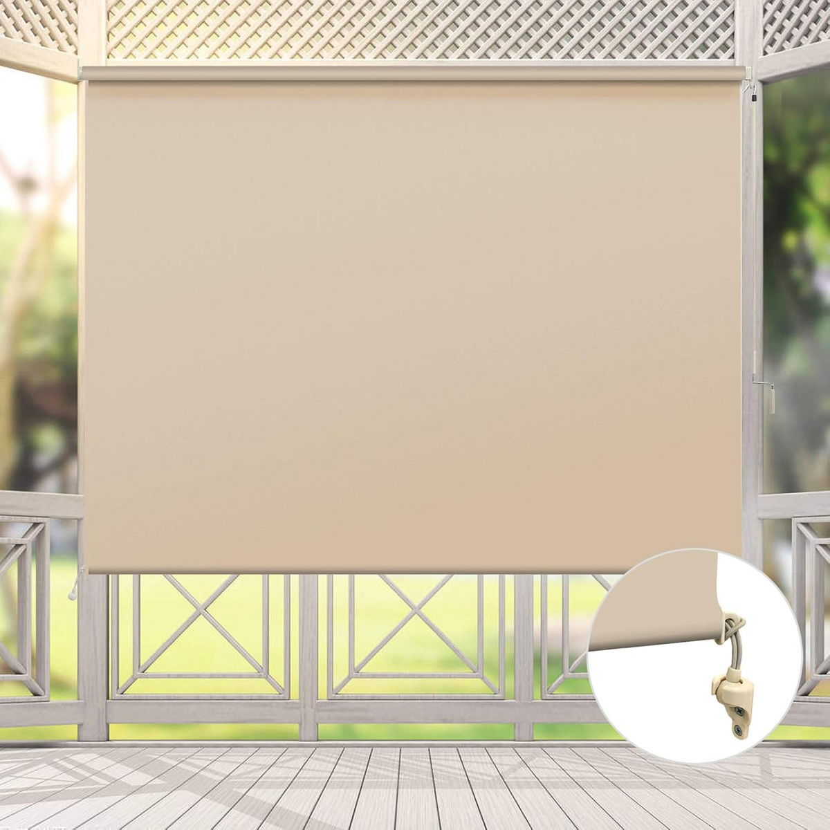 Custom Exterior Blackout Roller Shades, Khaki $326.79