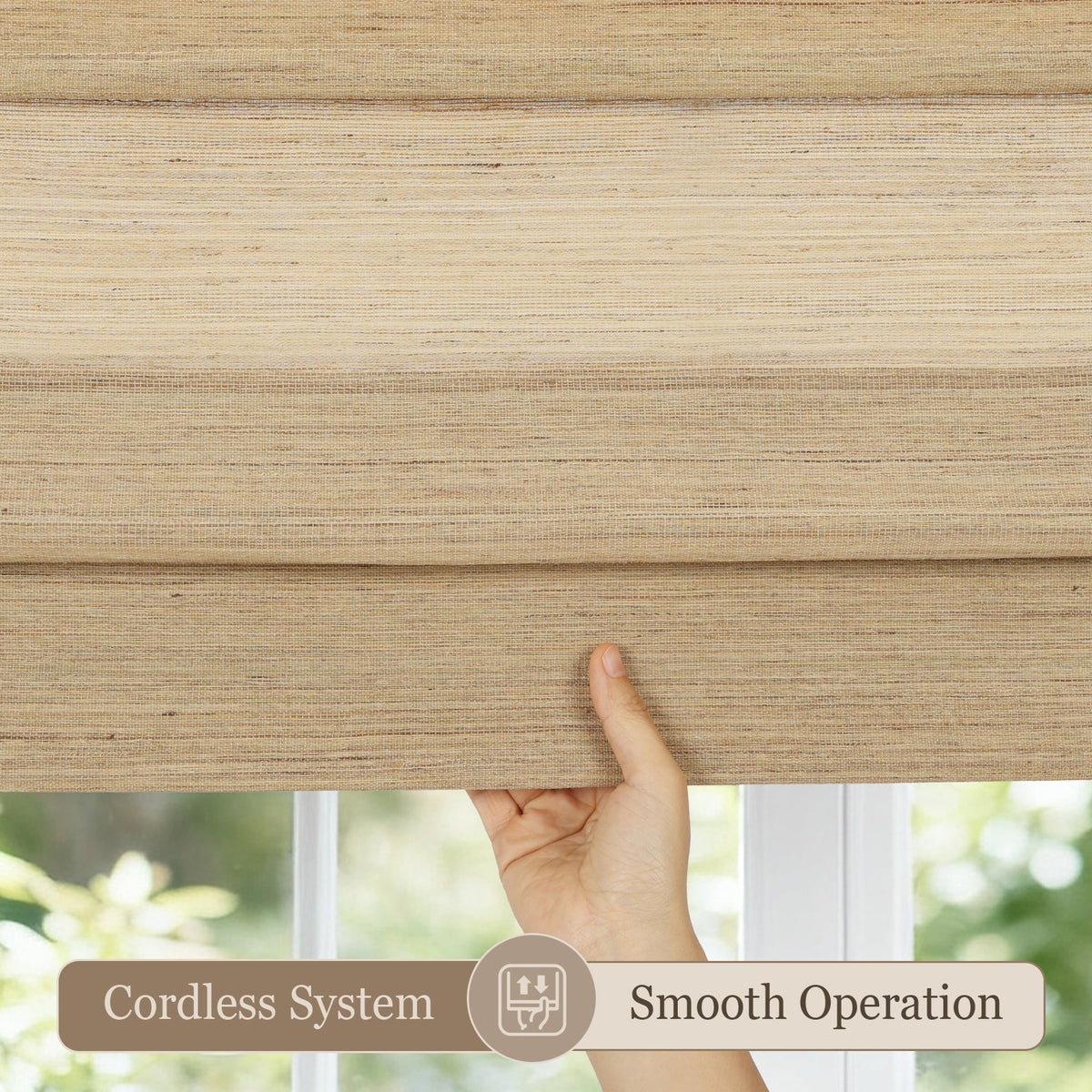 Cordless Bamboo Roman Shades, Custom Woven Wood Blinds