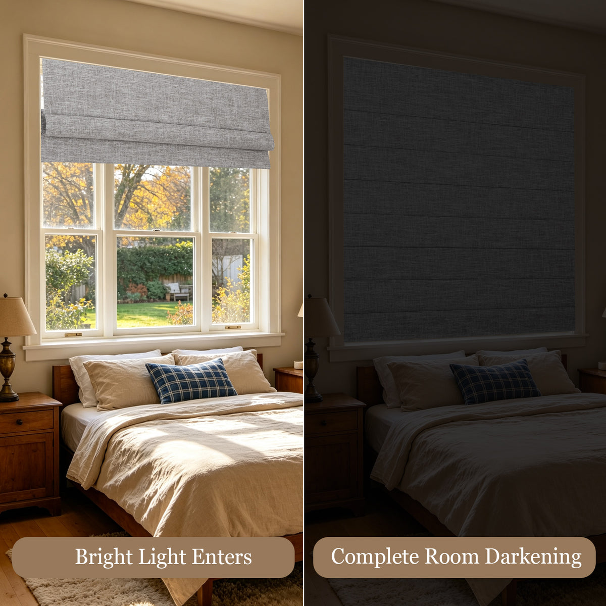 Single-Layer Blackout Roman Shades, Cordless Privacy Window Shades,  Silver Mist
