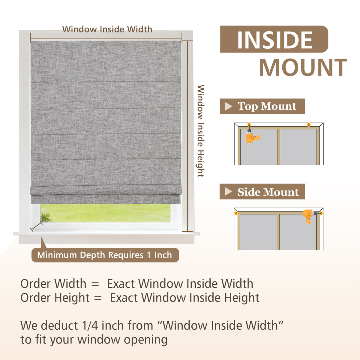 Single-Layer Blackout Roman Shades, Cordless Privacy Window Shades,  Silver Mist