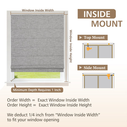 Single-Layer Blackout Roman Shades, Cordless Privacy Window Shades,  Silver Mist