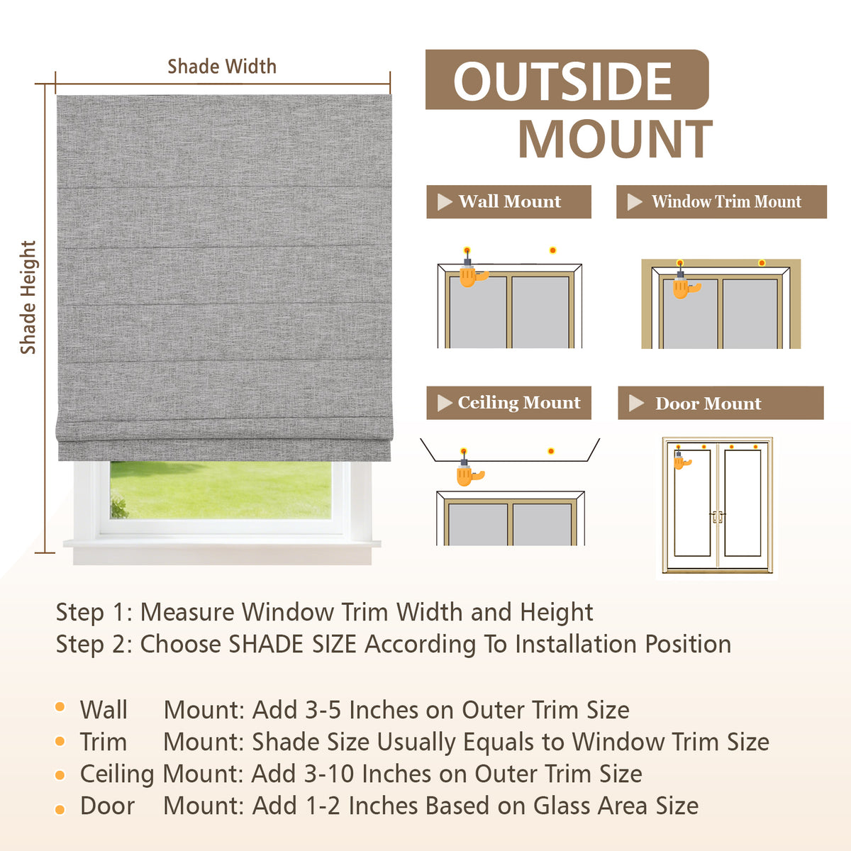 Single-Layer Blackout Roman Shades, Cordless Privacy Window Shades,  Silver Mist