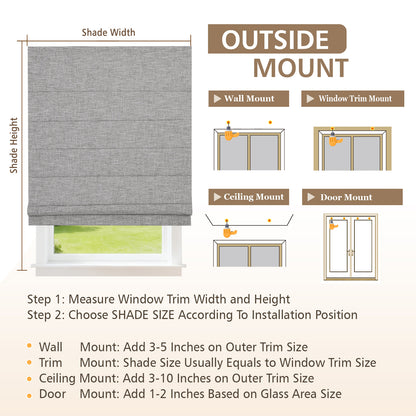 Single-Layer Blackout Roman Shades, Cordless Privacy Window Shades,  Silver Mist