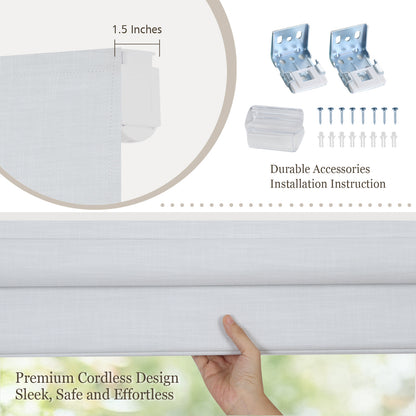 Cordless Blackout Roman Shades, Custom Window Shades White Window Blinds, Ivory Weave