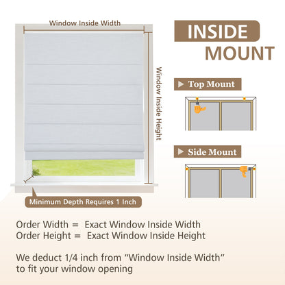 Cordless Blackout Roman Shades, Custom Window Shades White Window Blinds, Ivory Weave