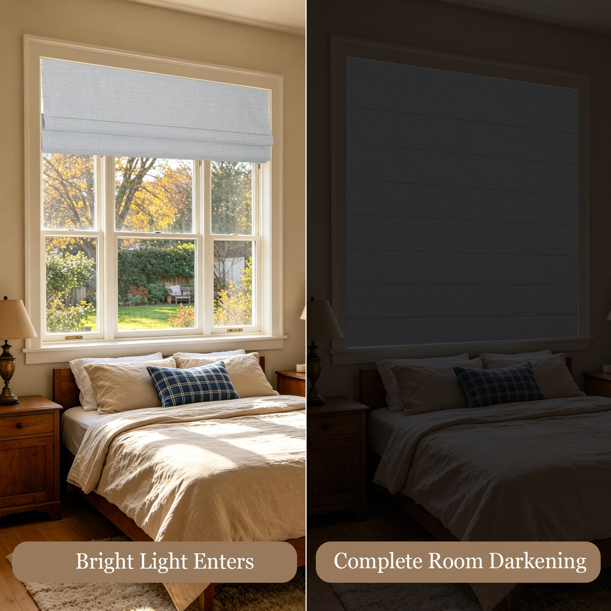 Blackout Roman Shades, Cordless Shades Light Blocking Gray Window Blinds, Soft Gray