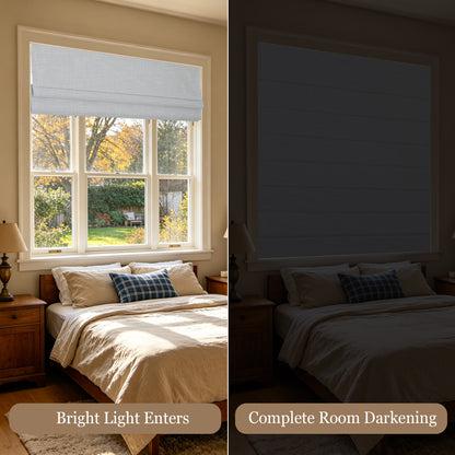 Blackout Roman Shades, Cordless Shades Light Blocking Gray Window Blinds, Soft Gray