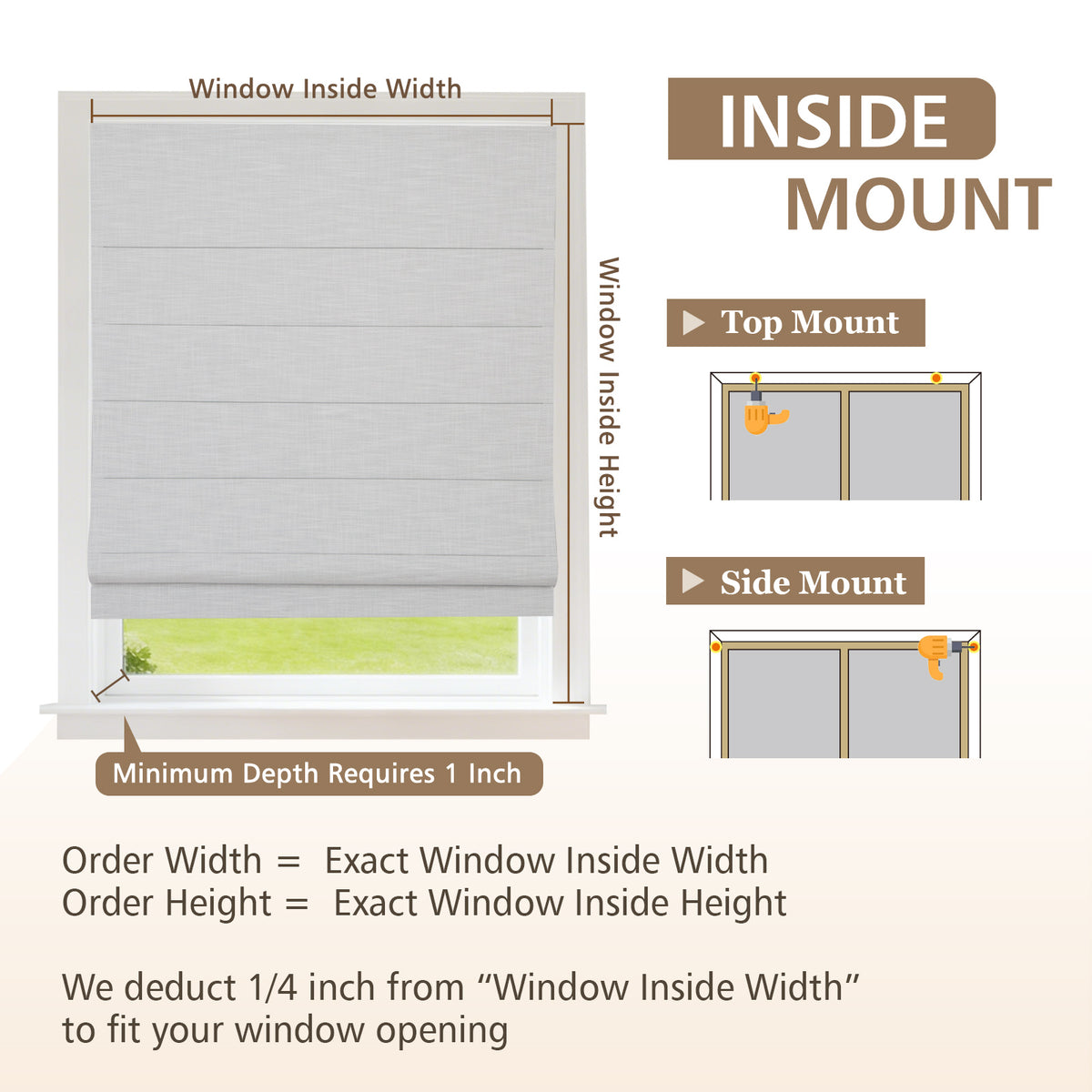 Blackout Roman Shades, Cordless Shades Light Blocking Gray Window Blinds, Soft Gray