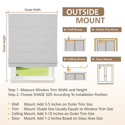 Blackout Roman Shades, Cordless Shades Light Blocking Gray Window Blinds, Soft Gray