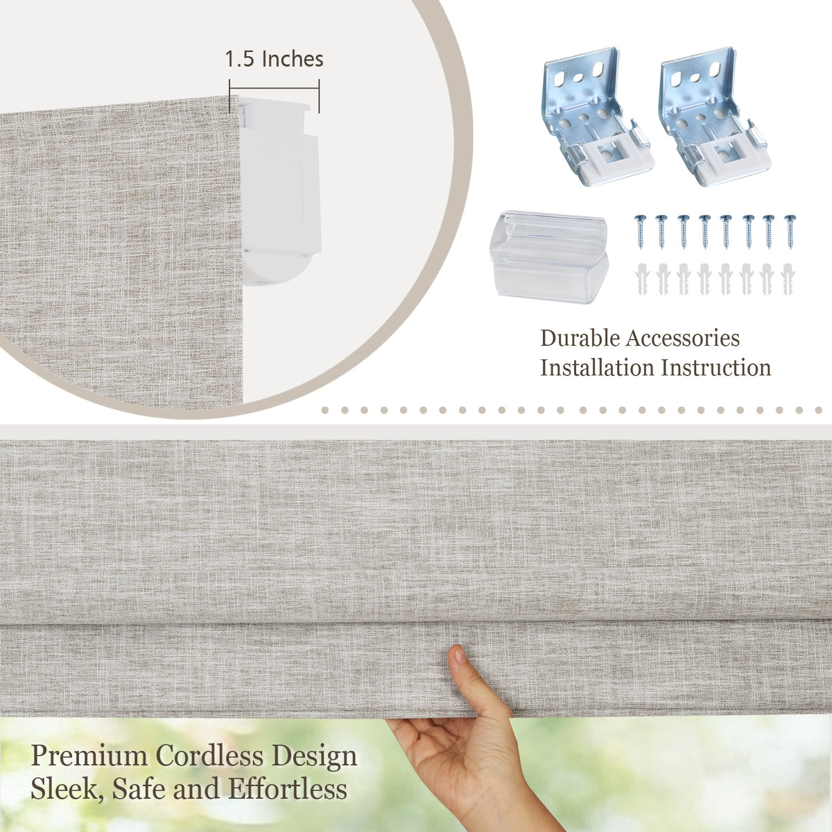 Cordless Blackout Roman Shades, Custom Window Shades Privacy Window Blinds, Heathered Gray