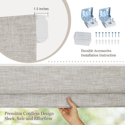 Cordless Blackout Roman Shades, Custom Window Shades Privacy Window Blinds, Heathered Gray