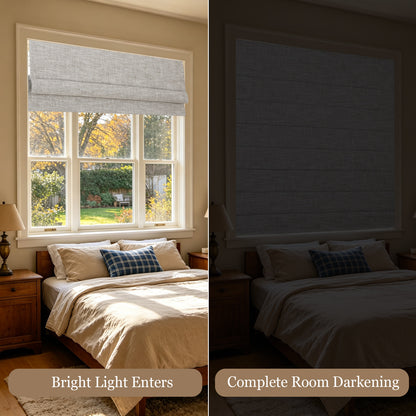 Cordless Blackout Roman Shades, Custom Window Shades Privacy Window Blinds, Heathered Gray
