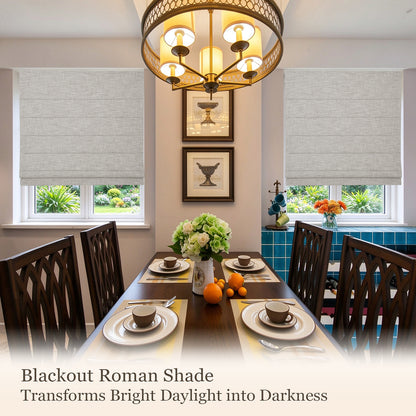 Cordless Blackout Roman Shades, Custom Window Shades Privacy Window Blinds, Heathered Gray