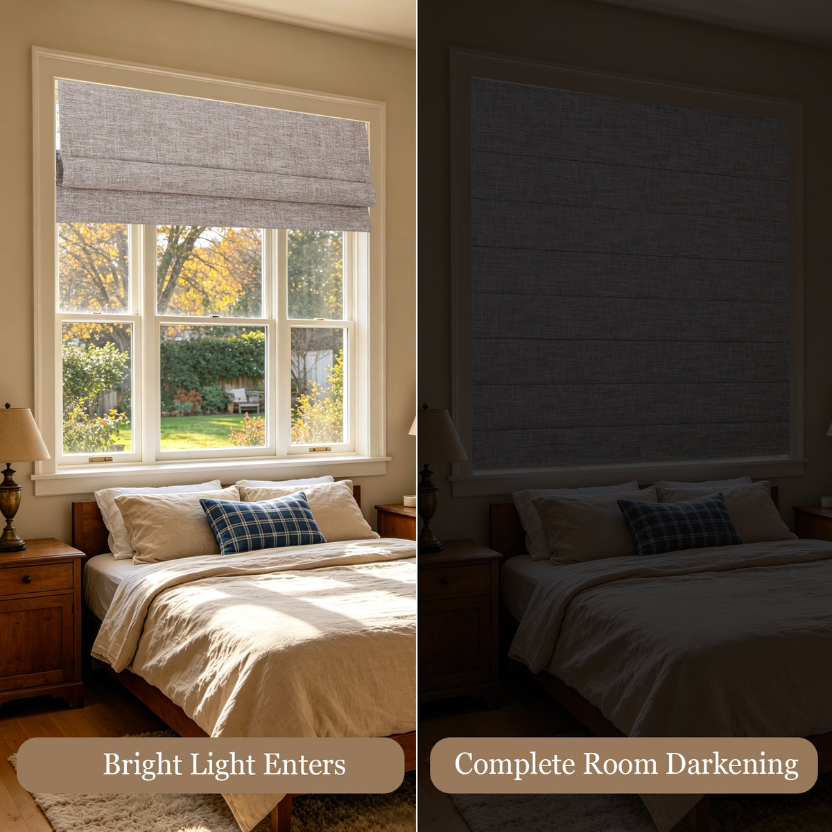 Roman Shades for Windows, 100% Blackout Cordless Window Blinds Custom Size, Deep Taupe
