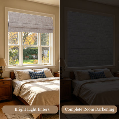 Roman Shades for Windows, 100% Blackout Cordless Window Blinds Custom Size, Deep Taupe
