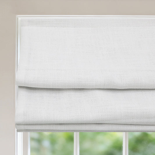 Blackout Roman Shades for Bedroom, Cordless Lift Woven Window Blinds, White