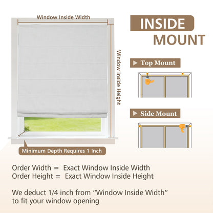 Blackout Roman Shades for Bedroom, Cordless Lift Woven Window Blinds, White