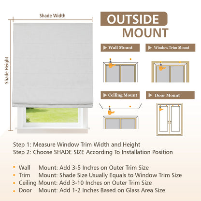 Blackout Roman Shades for Bedroom, Cordless Lift Woven Window Blinds, White