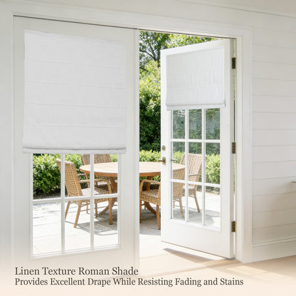 Blackout Roman Shades for Bedroom, Cordless Lift Woven Window Blinds, White