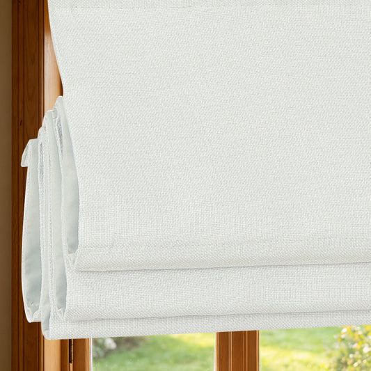 Cordless Roman Shades, Natural Linen Blackout Window Blinds, Off White