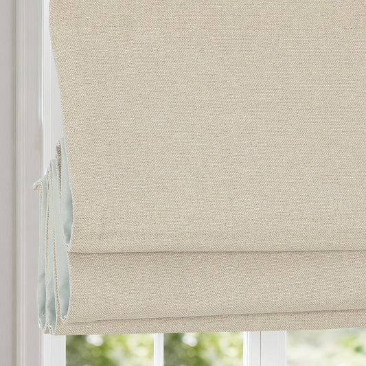 Cordless Roman Shades, Natural Linen Blend Blackout Window Blinds, Linen