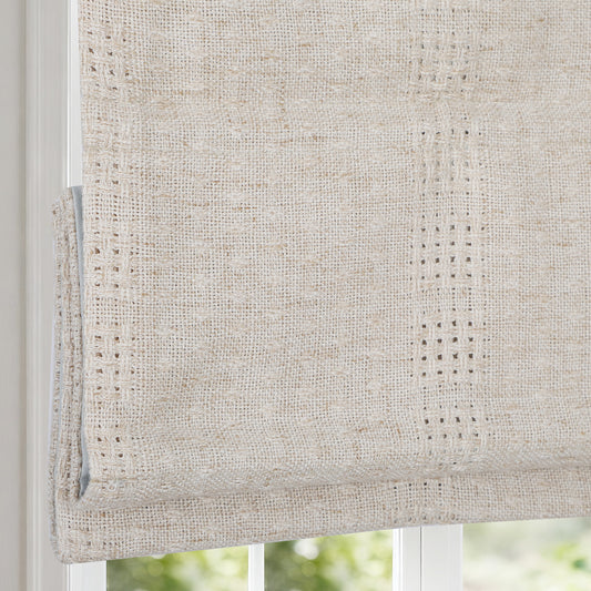 Cordless Roman Shades for Windows, Light Filtering Linen Window Blinds, Oatmeal Beige
